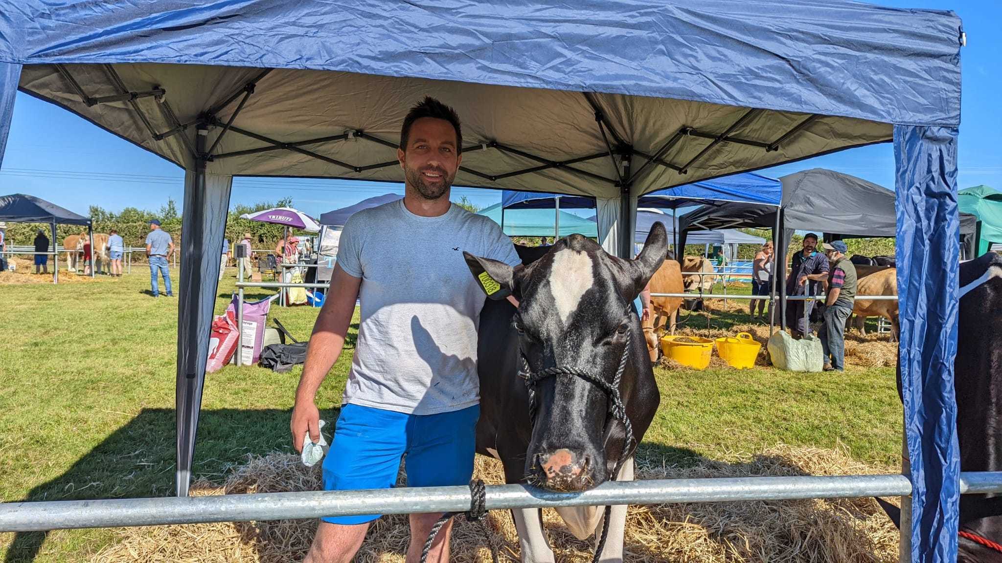 Mark with one of his cattle, from Padstow.