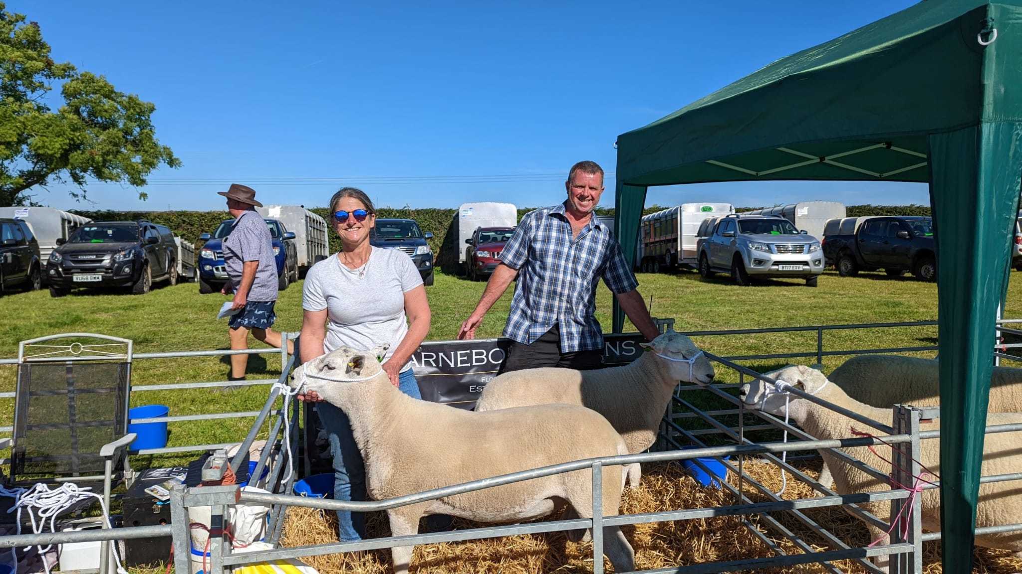 Darren and Sarah Searl and their flock from Carnebone Lleyns farm, Helston. 